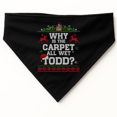 Why Is The Carpet All Wet Todd Funny Ugly Christmas USA-Made Doggie Bandana