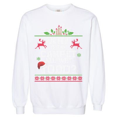 Why Is The Carpet All Wet Todd Funny Ugly Christmas Garment-Dyed Sweatshirt