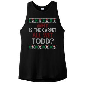 Why Is The Carpet All Wet Todd? Couples Matching Christmas Ladies PosiCharge Tri-Blend Wicking Tank