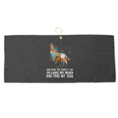 Wolf Into The Forest I Go To Lose My Mind And Find My Soul Large Microfiber Waffle Golf Towel