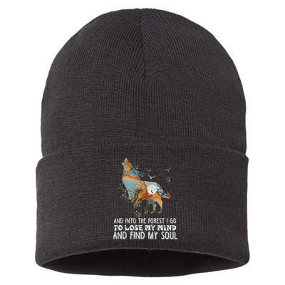 Wolf Into The Forest I Go To Lose My Mind And Find My Soul Sustainable Knit Beanie