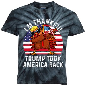 Winner IM Thankful Trump Won Took America Back Thanksgiving Kids Tie-Dye T-Shirt