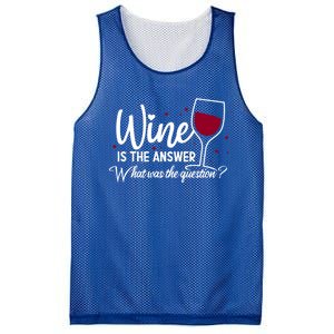 Wine Is The Answer What Was The Question? Funny Wine Glass Cute Gift Mesh Reversible Basketball Jersey Tank