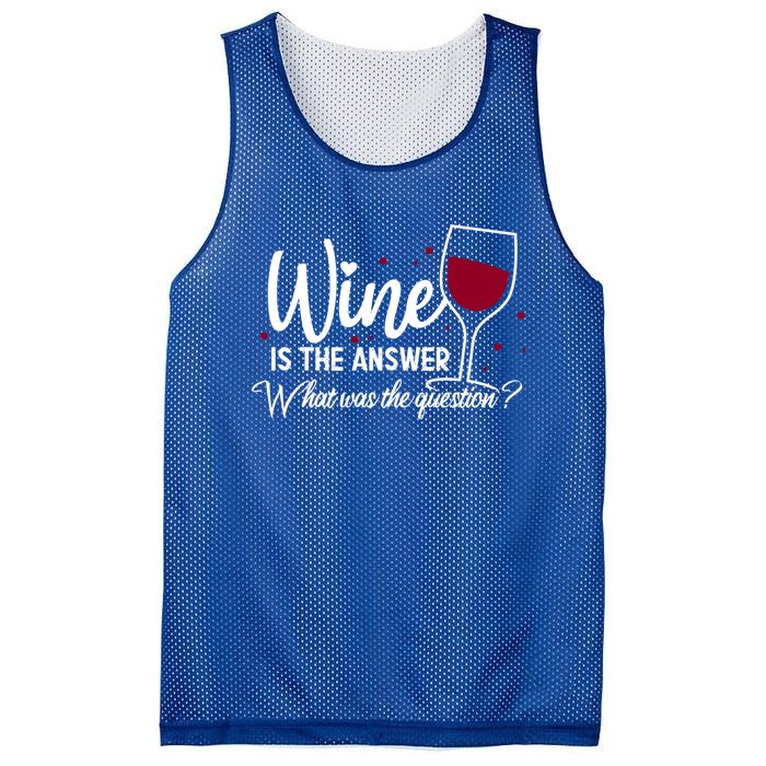 Wine Is The Answer What Was The Question? Funny Wine Glass Cute Gift Mesh Reversible Basketball Jersey Tank