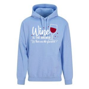 Wine Is The Answer What Was The Question? Funny Wine Glass Cute Gift Unisex Surf Hoodie