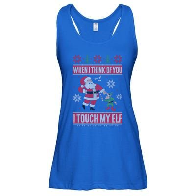 When I Think Of You I Touch My Elf Funny Santa Gift Ladies Essential Flowy Tank