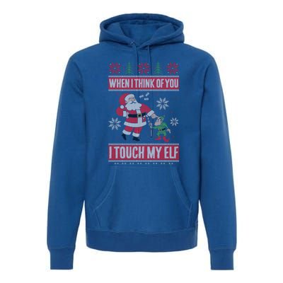 When I Think Of You I Touch My Elf Funny Santa Gift Premium Hoodie