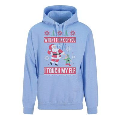 When I Think Of You I Touch My Elf Funny Santa Gift Unisex Surf Hoodie