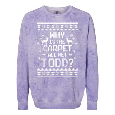 Why Is The Carpet All Wet Todd? Couples Matching Christmas Colorblast Crewneck Sweatshirt