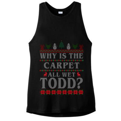 Why Is The Carpet All Wet Todd Funny Ugly Christmas Ladies PosiCharge Tri-Blend Wicking Tank