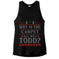 Why Is The Carpet All Wet Todd Funny Ugly Christmas Ladies PosiCharge Tri-Blend Wicking Tank