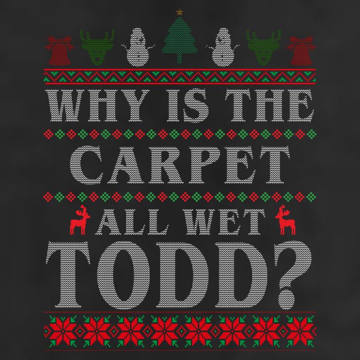 Why Is The Carpet All Wet Todd Funny Ugly Christmas 7 Panel Mesh Trucker Snapback Hat