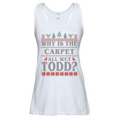 Why Is The Carpet All Wet Todd Funny Ugly Christmas Ladies Essential Flowy Tank
