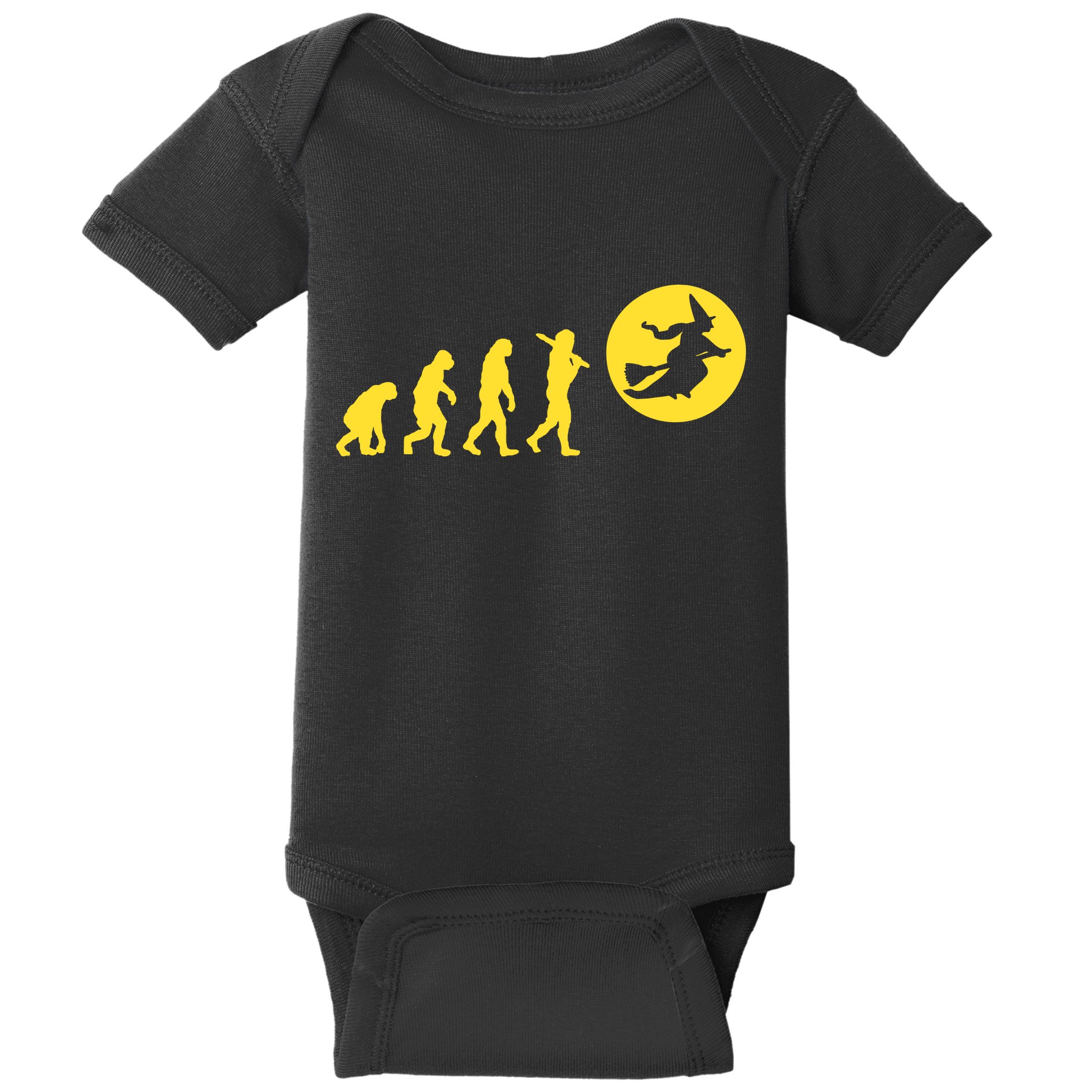 Witch Evolution Funny Halloween Baby Bodysuit