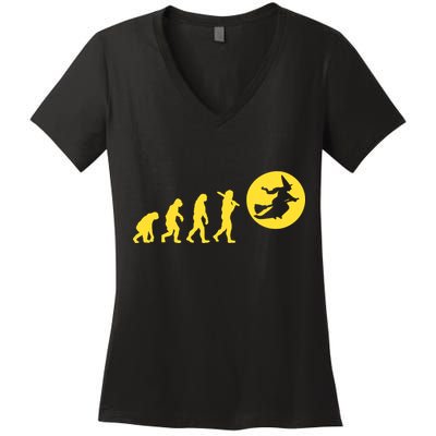 Witch Evolution Funny Halloween Women's V-Neck T-Shirt