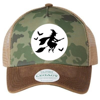 Witch Flying Over Moon Halloween Legacy Tie Dye Trucker Hat