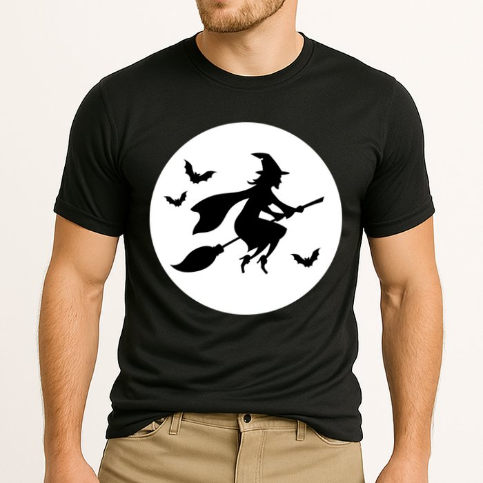 Witch Flying Over Moon Halloween Cooling Performance Crew T-Shirt