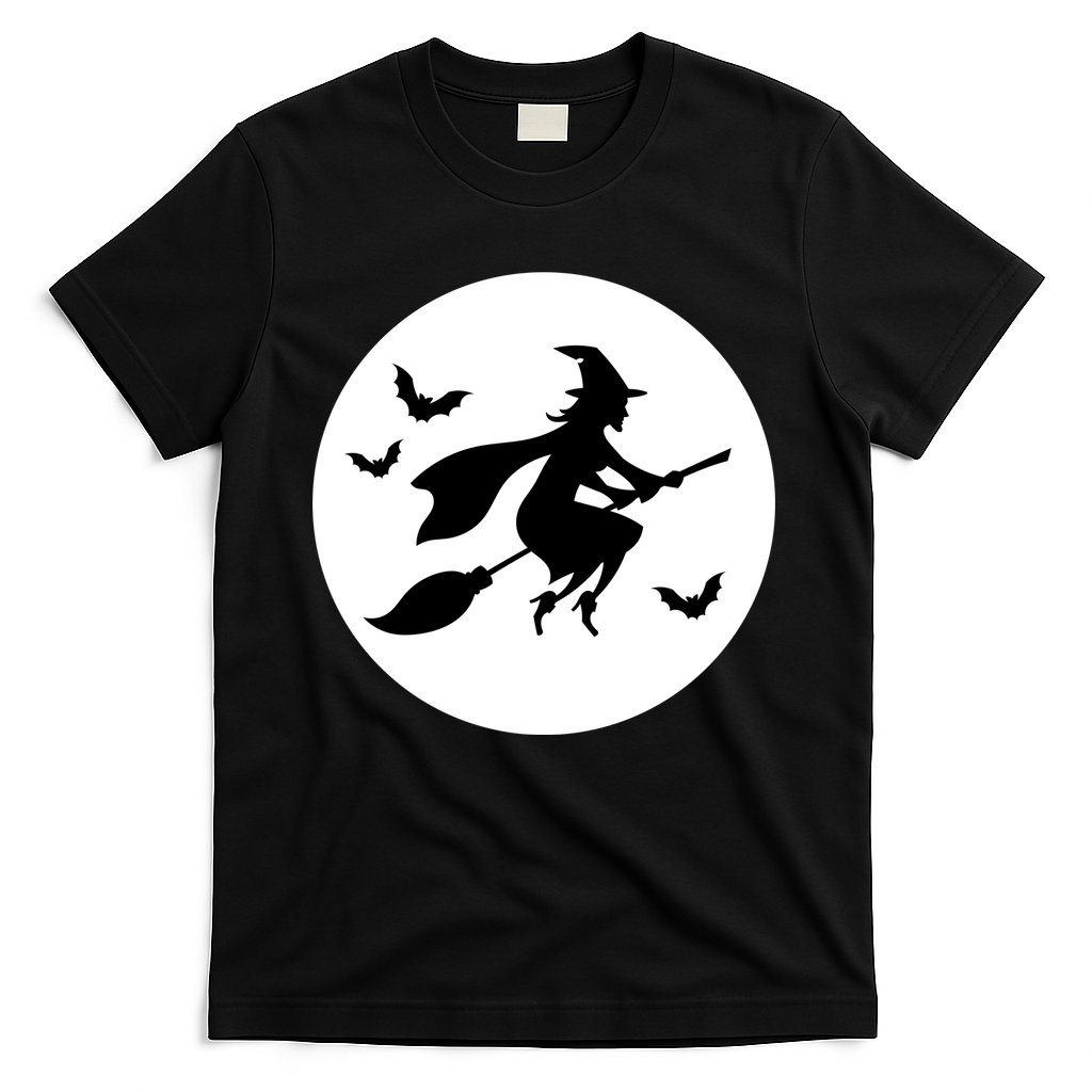 Witch Flying Over Moon Halloween T-Shirt