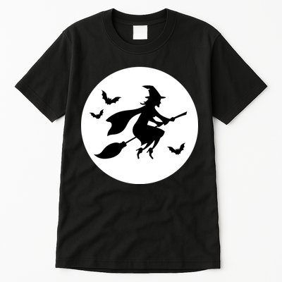 Witch Flying Over Moon Halloween Tall T-Shirt