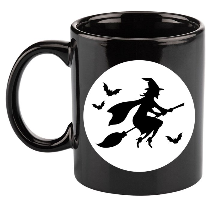 Witch Flying Over Moon Halloween 11oz C Handle Ceramic Mug