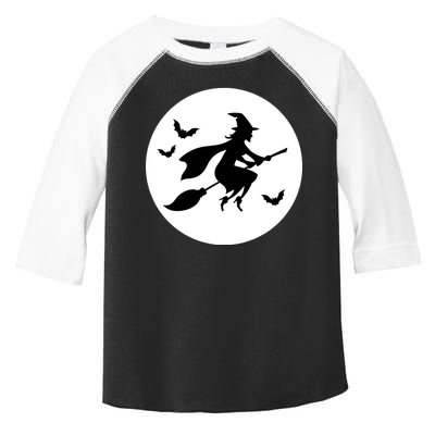 Witch Flying Over Moon Halloween Toddler Fine Jersey T-Shirt