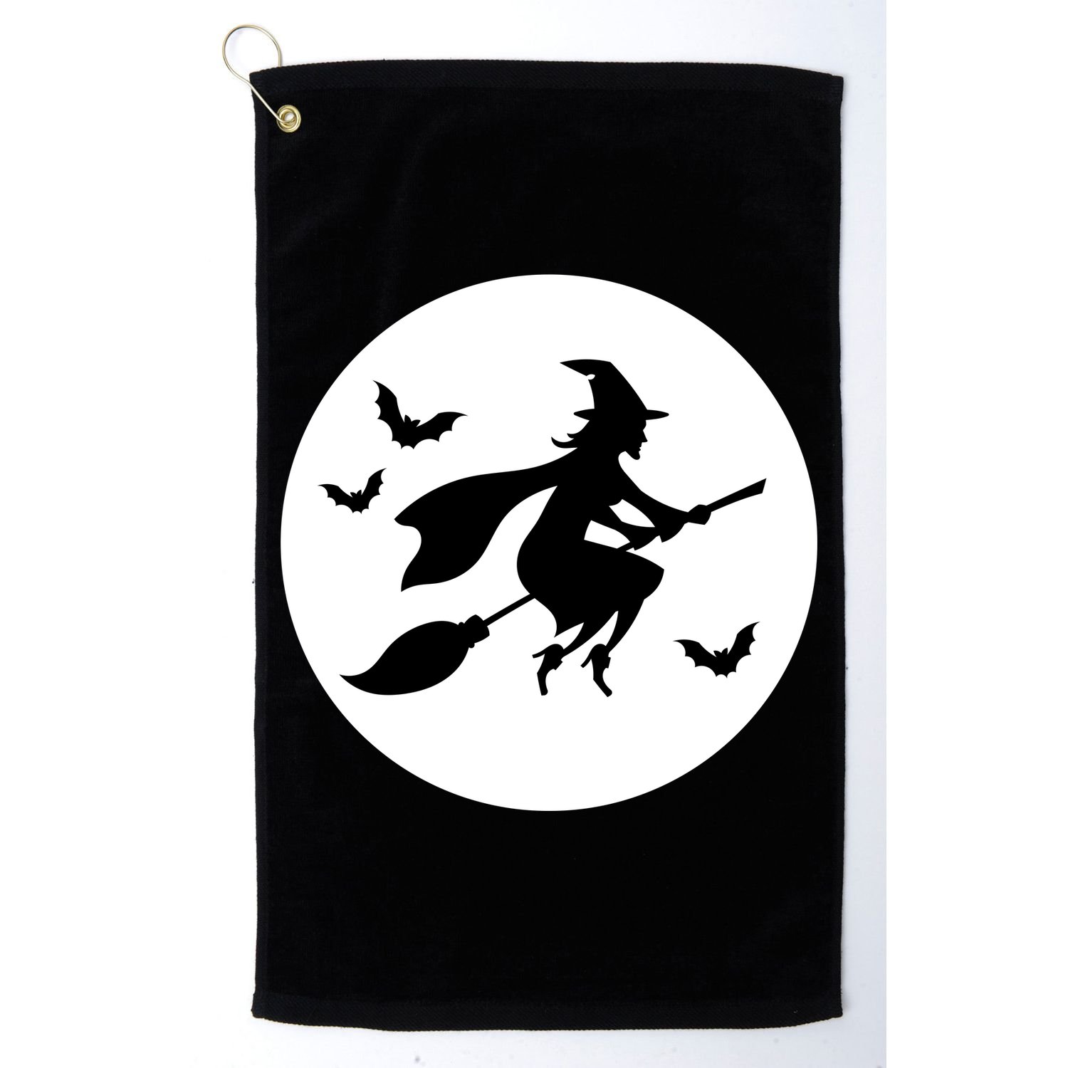 Witch Flying Over Moon Halloween Golf Towel