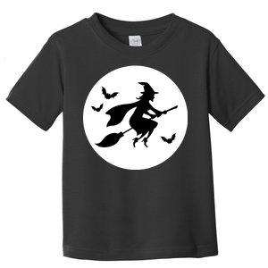 Witch Flying Over Moon Halloween Toddler T-Shirt