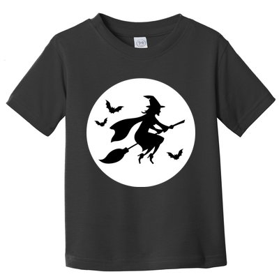 Witch Flying Over Moon Halloween Toddler T-Shirt