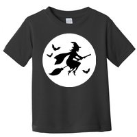 Witch Flying Over Moon Halloween Toddler T-Shirt