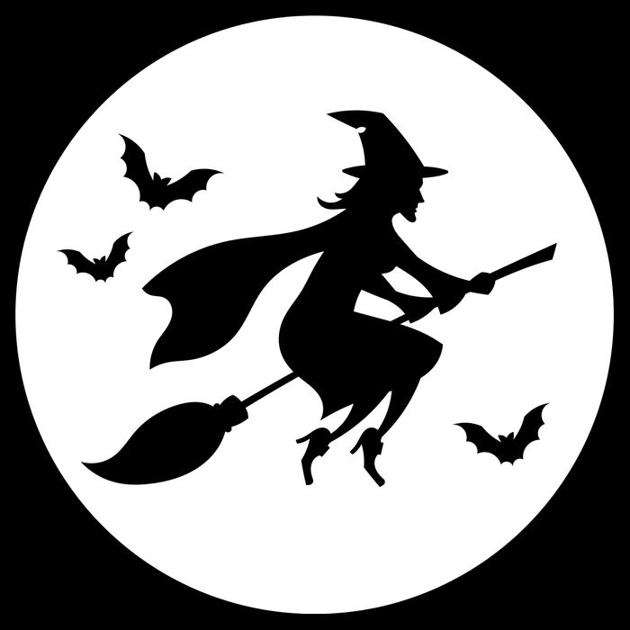 Witch Flying Over Moon Halloween Women's V-Neck T-Shirt