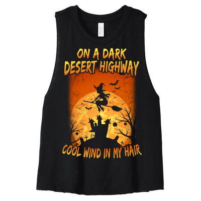 Witch On A Dark Desert Highway Witch Cool Wind In My Hair Women's Racerback Cropped Tank