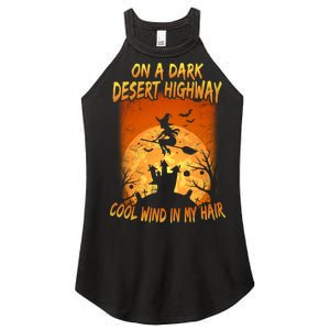 Witch On A Dark Desert Highway Witch Cool Wind In My Hair Women's Perfect Tri Rocker Tank