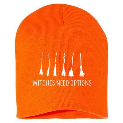 Witches Need Options Broomsticks Short Acrylic Beanie