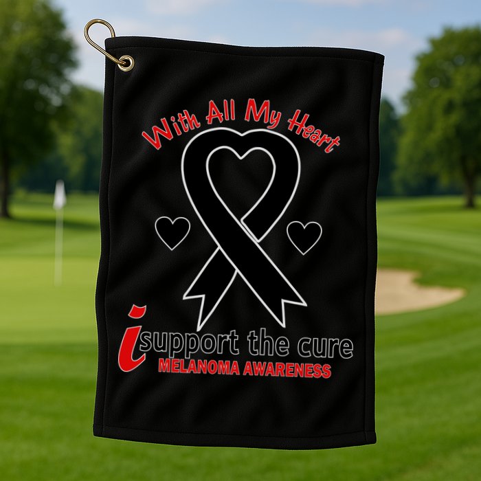 With All My Heart Melanoma Awareness Golf Towel