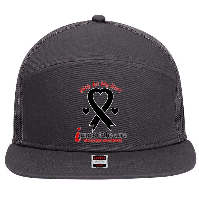 With All My Heart Melanoma Awareness 7 Panel Mesh Trucker Snapback Hat
