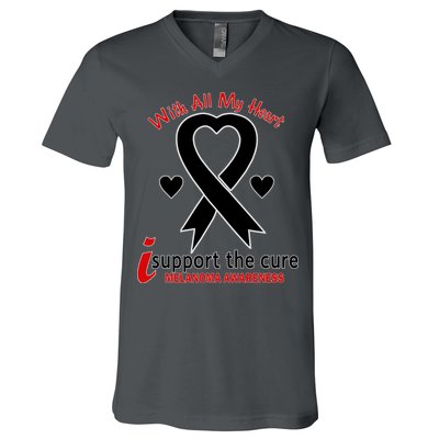 With All My Heart Melanoma Awareness V-Neck T-Shirt