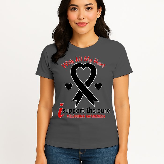 With All My Heart Melanoma Awareness Womens T-Shirt