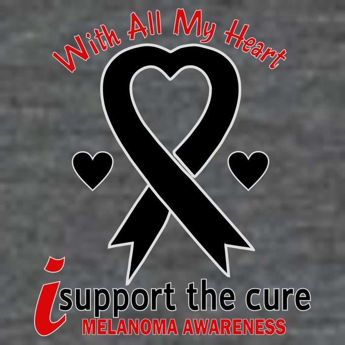 With All My Heart Melanoma Awareness Womens T-Shirt