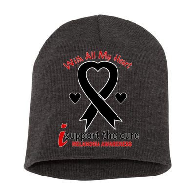 With All My Heart Melanoma Awareness Short Acrylic Beanie