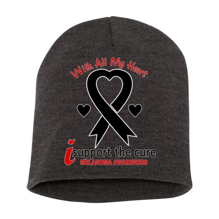 With All My Heart Melanoma Awareness Short Acrylic Beanie