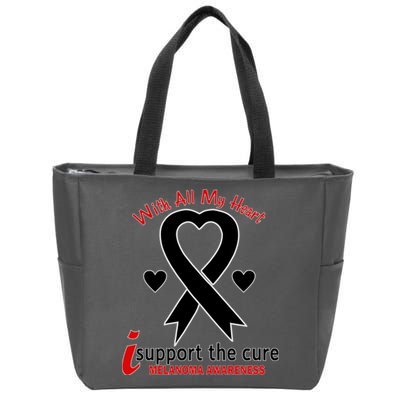 With All My Heart Melanoma Awareness Zip Tote Bag