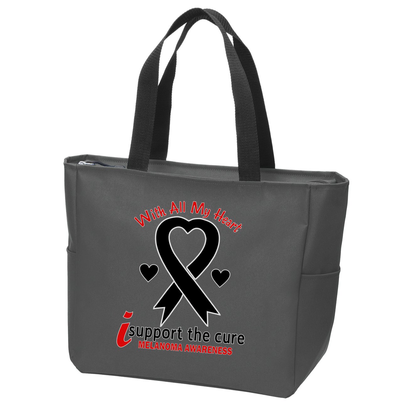 With All My Heart Melanoma Awareness Zip Tote Bag
