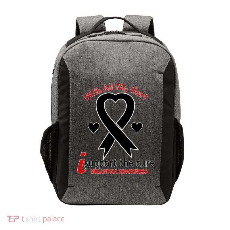 With All My Heart Melanoma Awareness Vector Backpack
