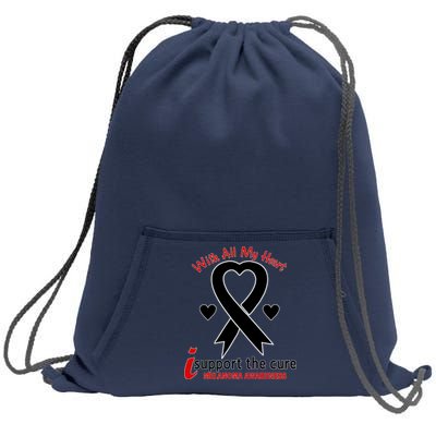 With All My Heart Melanoma Awareness Sweatshirt Cinch Pack Bag