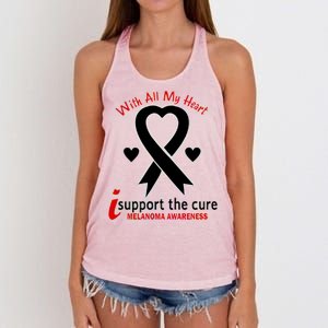 With All My Heart Melanoma Awareness Women's Knotted Racerback Tank