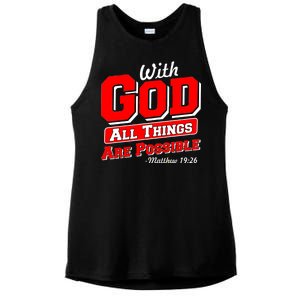 With God All Things Are Possible - Matthew 19:26 Ladies PosiCharge Tri-Blend Wicking Tank