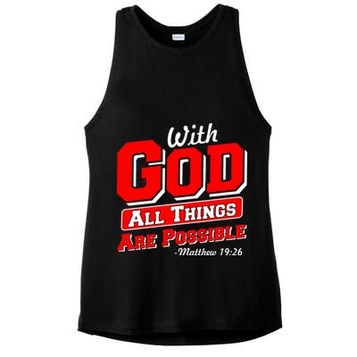 With God All Things Are Possible - Matthew 19:26 Ladies PosiCharge Tri-Blend Wicking Tank