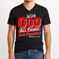 With God All Things Are Possible - Matthew 19:26 V-Neck T-Shirt