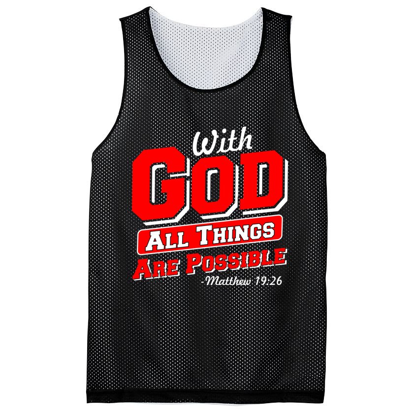 With God All Things Are Possible - Matthew 19:26 Mesh Reversible Basketball Jersey Tank