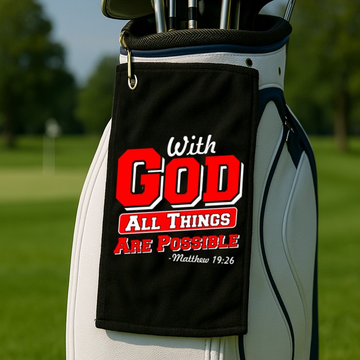 With God All Things Are Possible - Matthew 19:26 Golf Towel
